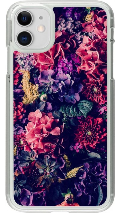 Coque iPhone 11 - Plastique transparent Flowers Dark