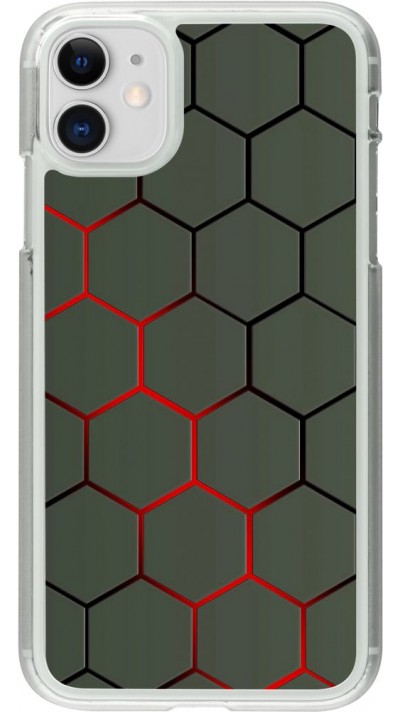 Coque iPhone 11 - Plastique transparent Geometric Line red