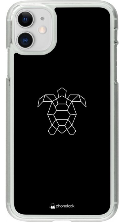 Coque iPhone 11 - Plastique transparent Turtles lines on black