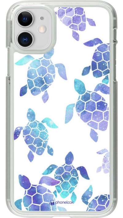 Coque iPhone 11 - Plastique transparent Turtles pattern watercolor