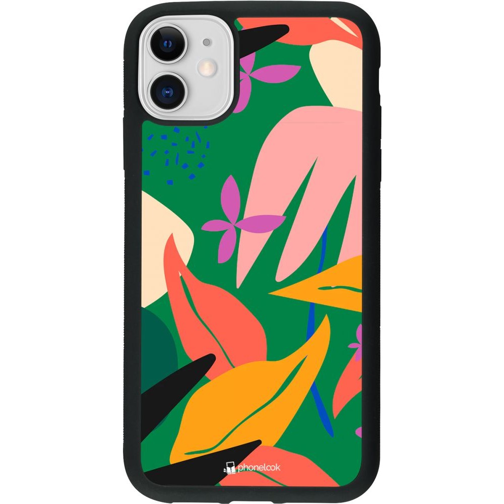 Coque iPhone 11 - Silicone rigide noir Abstract Jungle