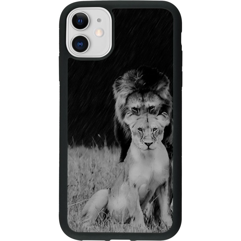 Coque iPhone 11 - Silicone rigide noir Angry lions