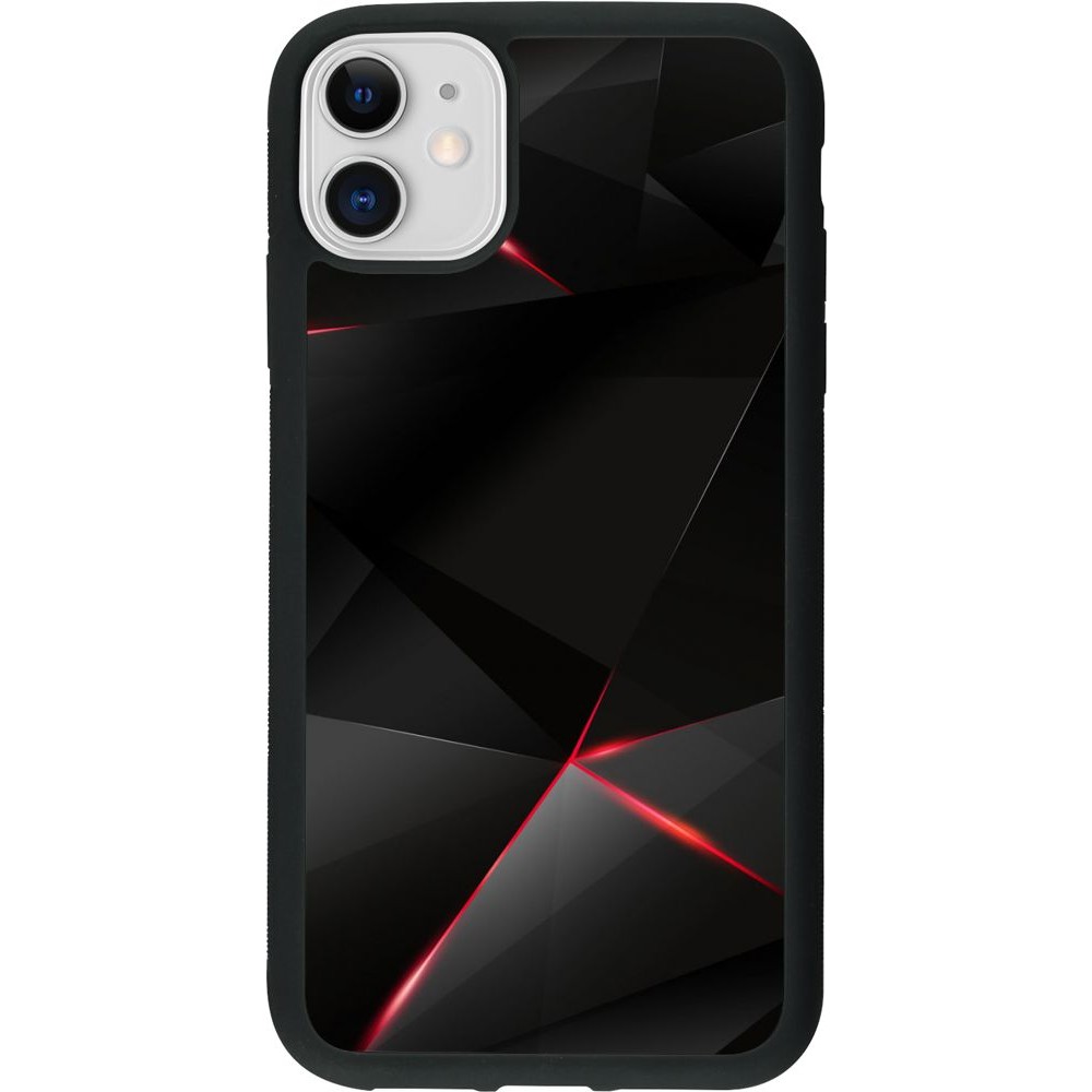 Coque iPhone 11 - Silicone rigide noir Black Red Lines