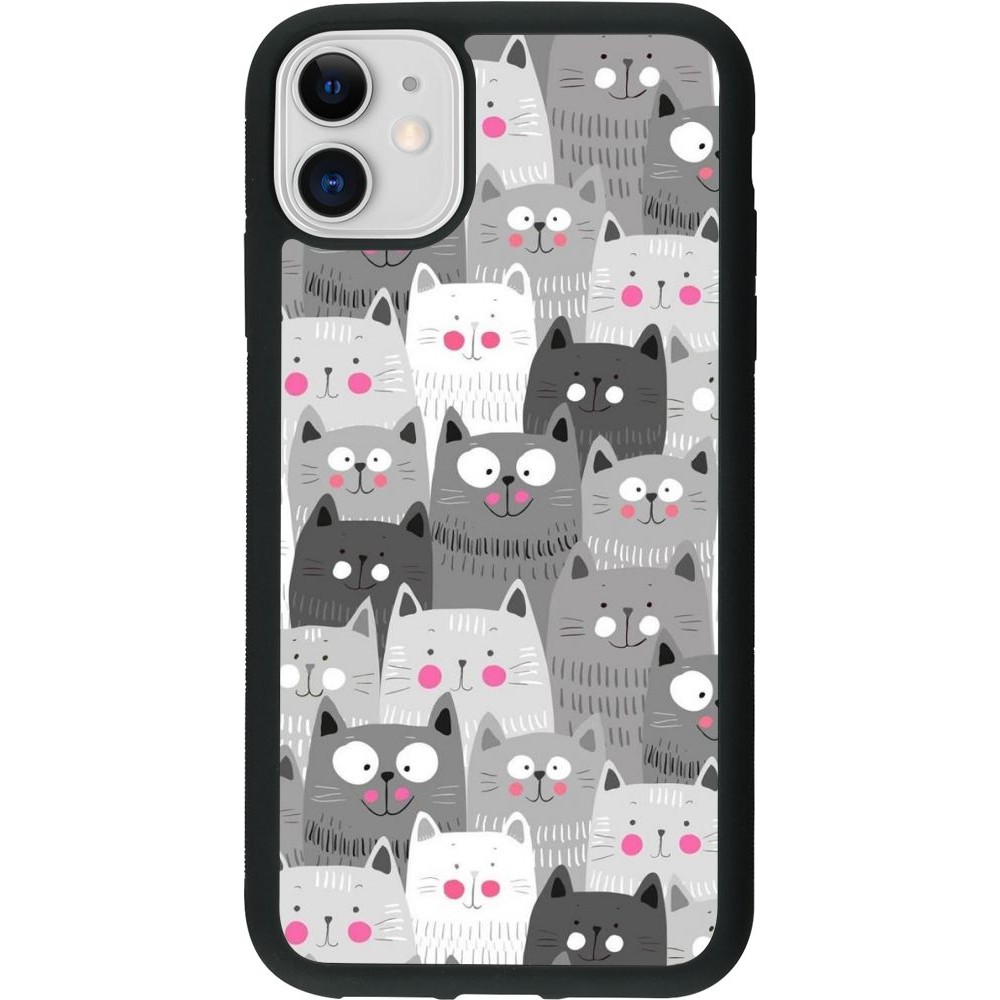 Hülle iPhone 11 - Silikon schwarz Katzenschwärme