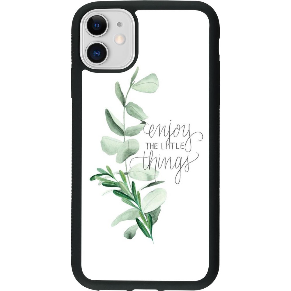 Coque iPhone 11 - Silicone rigide noir Enjoy the little things