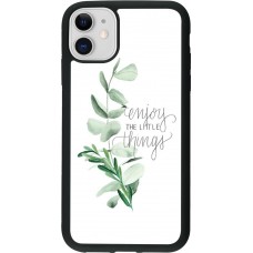 Coque iPhone 11 - Silicone rigide noir Enjoy the little things