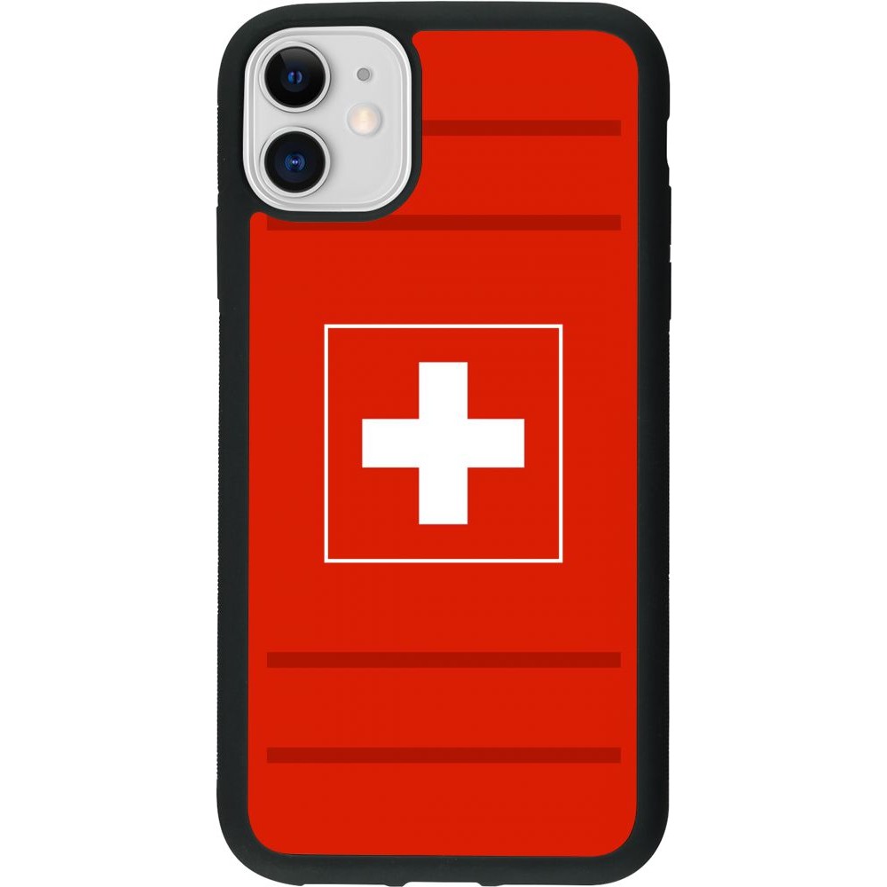 Coque iPhone 11 - Silicone rigide noir Euro 2020 Switzerland