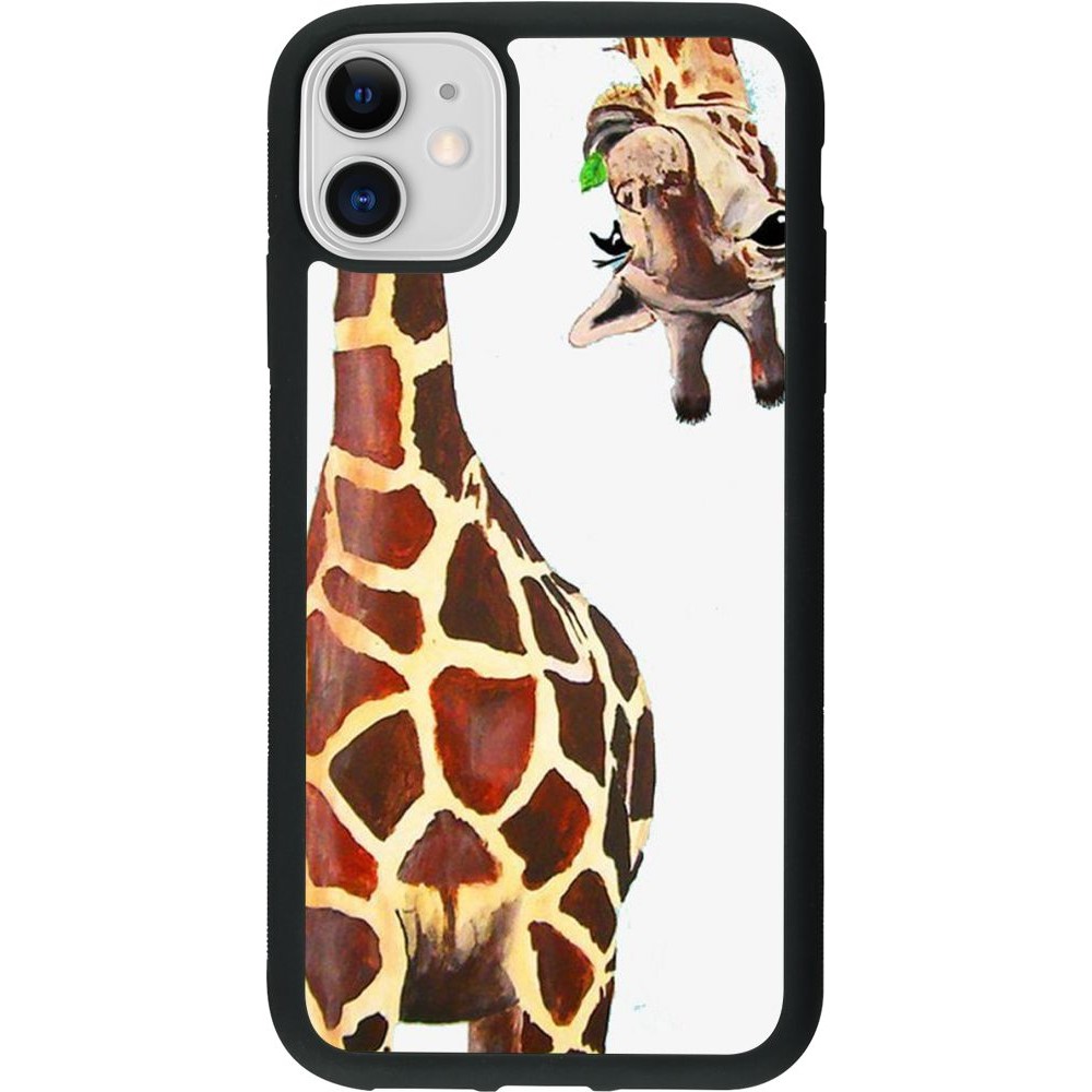 Coque iPhone 11 - Silicone rigide noir Giraffe Fit