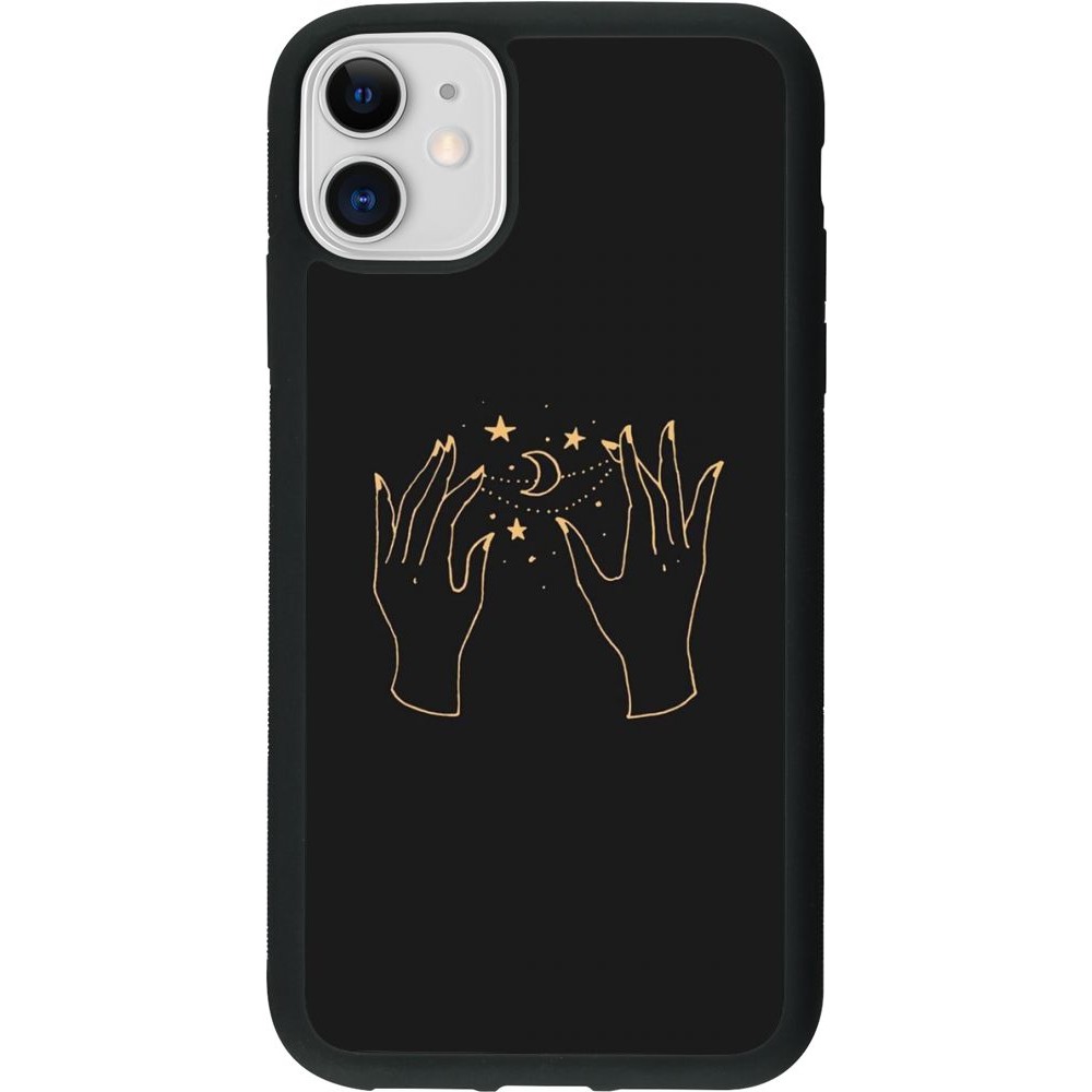 Coque iPhone 11 - Silicone rigide noir Grey magic hands
