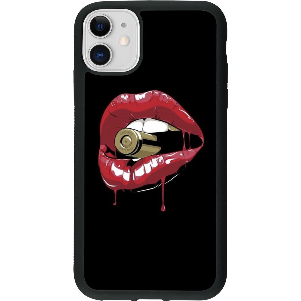 Coque iPhone 11 - Silicone rigide noir Lips bullet