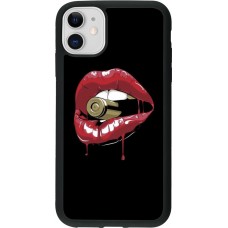 Coque iPhone 11 - Silicone rigide noir Lips bullet