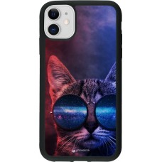 Hülle iPhone 11 - Silikon schwarz Red Blue Cat Glasses