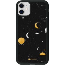 Coque iPhone 11 - Silicone rigide noir Space Vect- Or