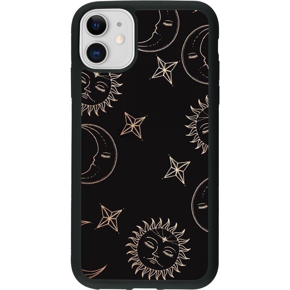 Coque iPhone 11 - Silicone rigide noir Suns and Moons