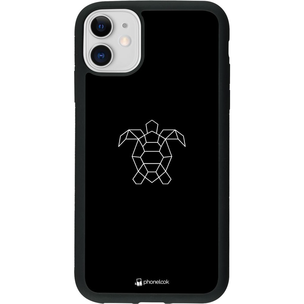 Coque iPhone 11 - Silicone rigide noir Turtles lines on black