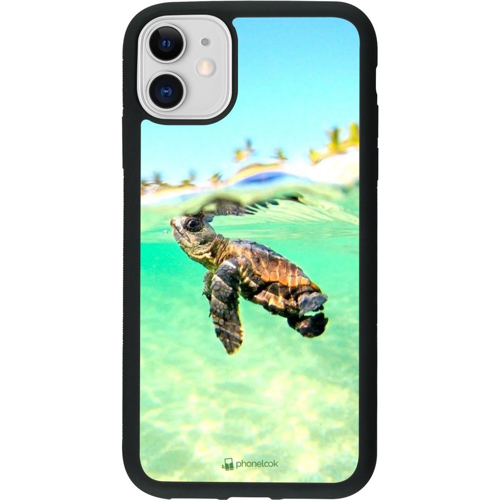 Hülle iPhone 11 - Silikon schwarz Turtle Underwater