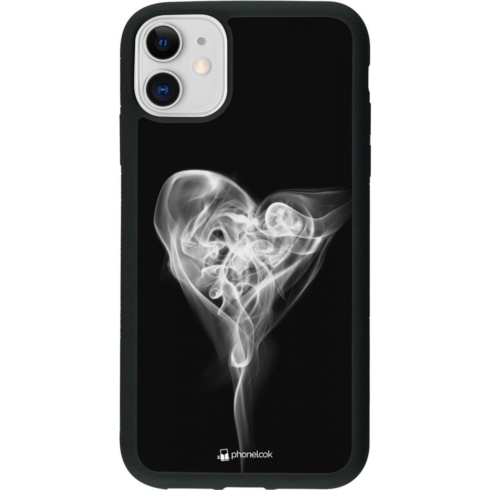 Coque iPhone 11 - Silicone rigide noir Valentine 2022 Black Smoke