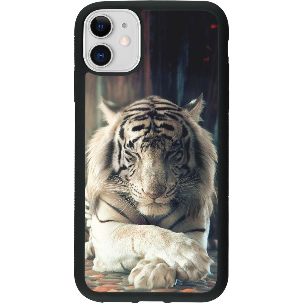 Coque iPhone 11 - Silicone rigide noir Zen Tiger