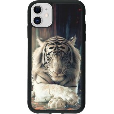 Coque iPhone 11 - Silicone rigide noir Zen Tiger