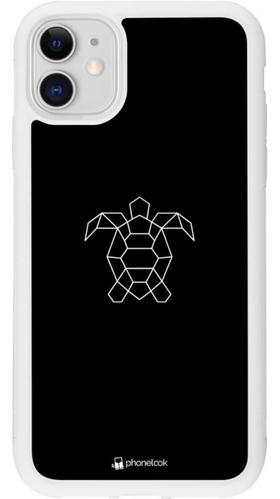 Coque iPhone 11 - Silicone rigide blanc Turtles lines on black