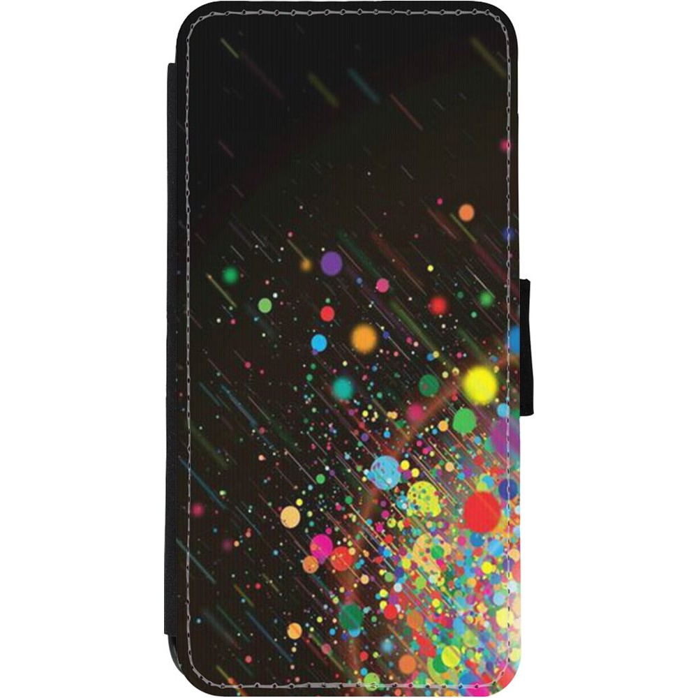Coque iPhone 11 - Wallet noir Abstract bubule lines