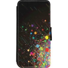 Coque iPhone 11 - Wallet noir Abstract bubule lines