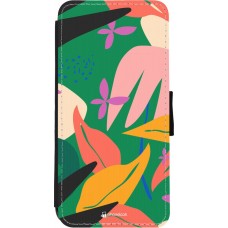 Coque iPhone 11 - Wallet noir Abstract Jungle