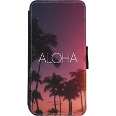 Coque iPhone 11 - Wallet noir Aloha Sunset Palms