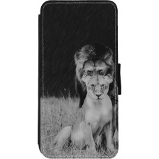Coque iPhone 11 - Wallet noir Angry lions