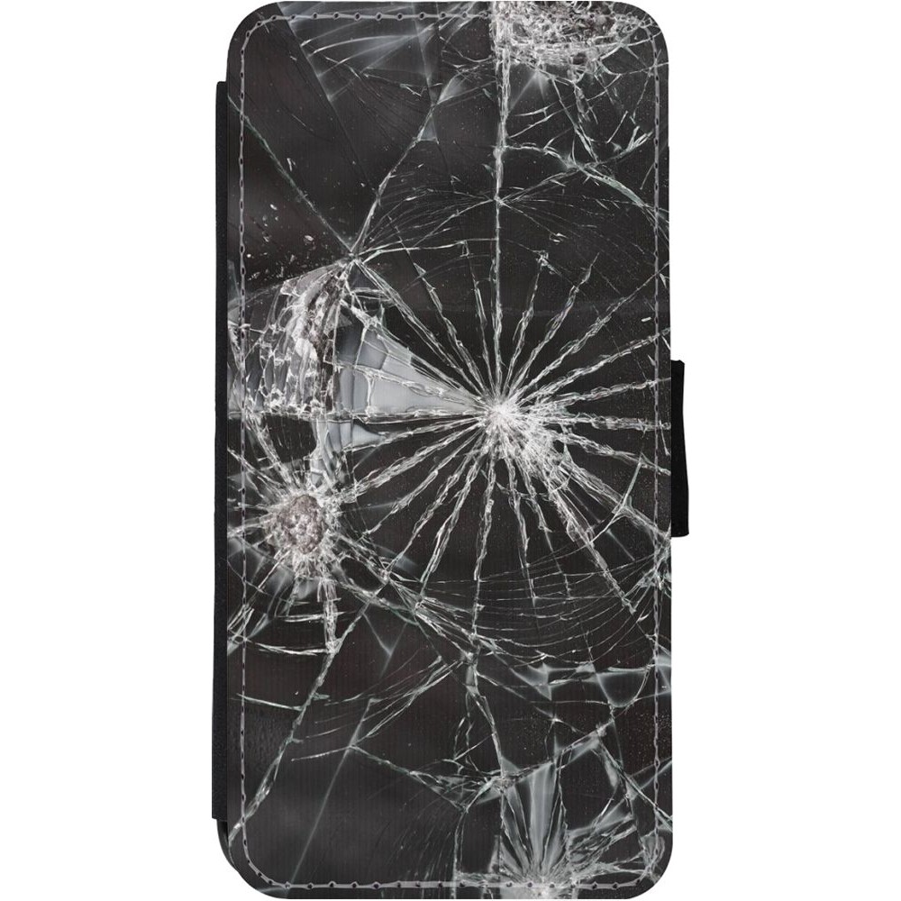 Coque iPhone 11 - Wallet noir Broken Screen