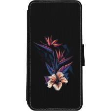 Hülle iPhone 11 - Wallet schwarz Dark Flowers