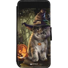 Coque iPhone 11 - Wallet noir Halloween 21 Witch cat