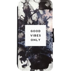 Hülle iPhone 11 - Wallet schwarz Marble Good Vibes Only