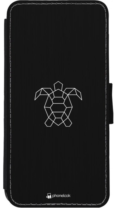 Hülle iPhone 11 - Wallet schwarz Turtles lines on black