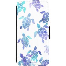 Coque iPhone 11 - Wallet noir Turtles pattern watercolor