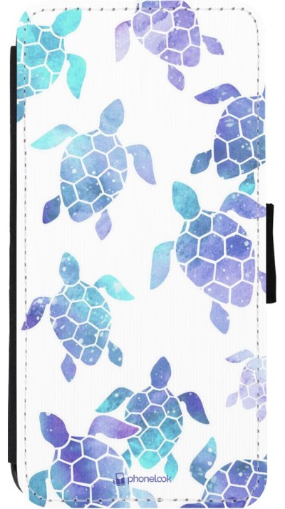 Coque iPhone 11 - Wallet noir Turtles pattern watercolor