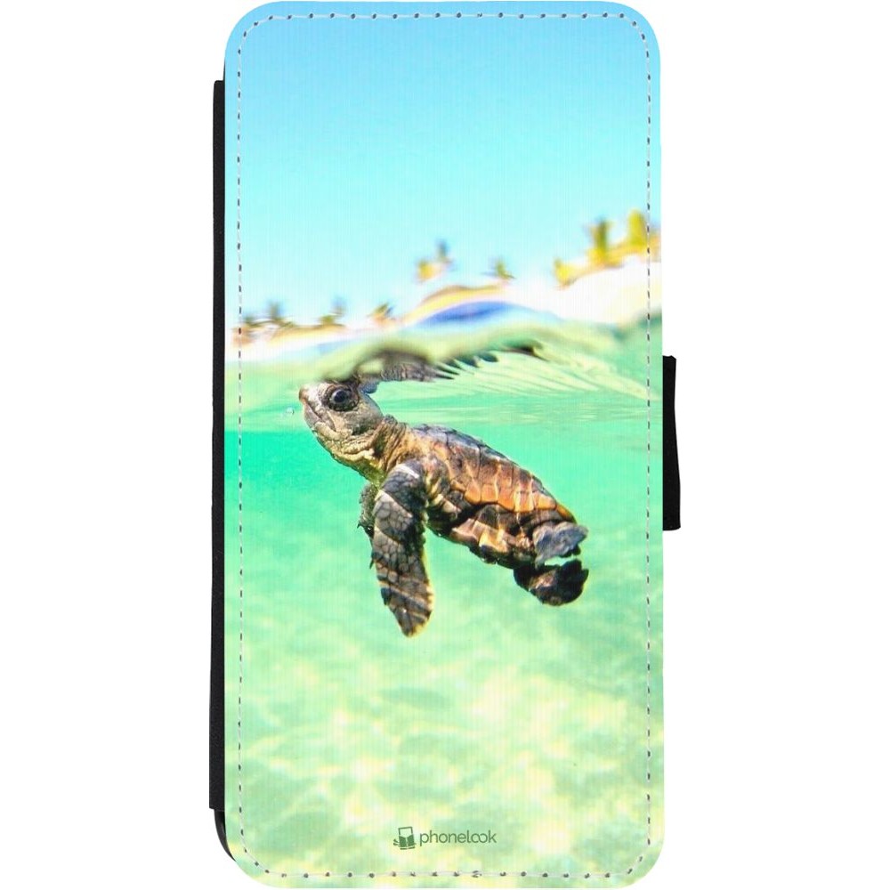 Hülle iPhone 11 - Wallet schwarz Turtle Underwater