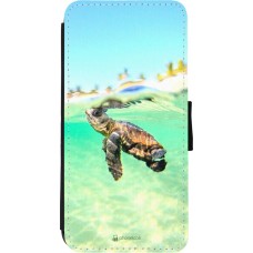 Coque iPhone 11 - Wallet noir Turtle Underwater