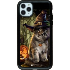 Coque iPhone 11 Pro Max - Hybrid Armor noir Halloween 21 Witch cat