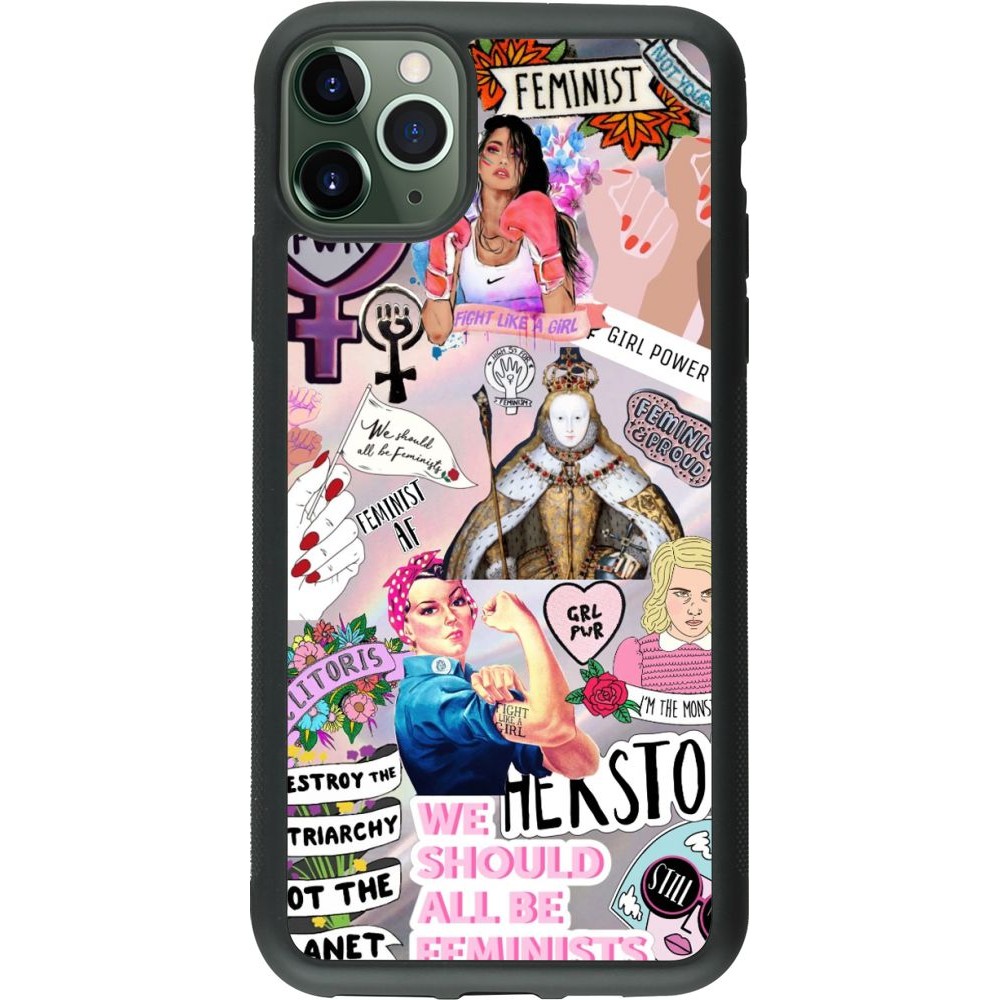 Coque iPhone 11 Pro Max - Silicone rigide noir Girl Power Collage