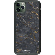 Coque iPhone 11 Pro Max - Silicone rigide noir Grey Gold Marble