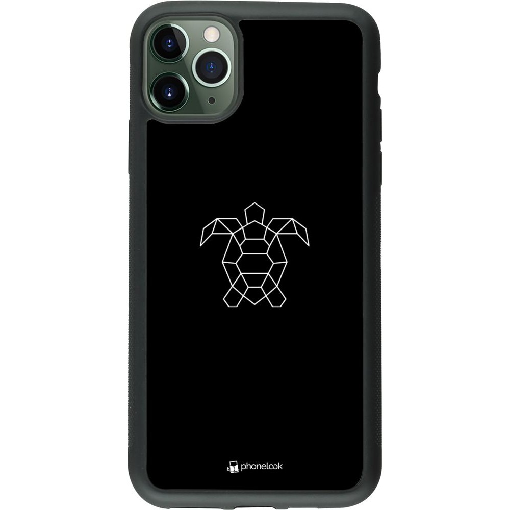 Coque iPhone 11 Pro Max - Silicone rigide noir Turtles lines on black