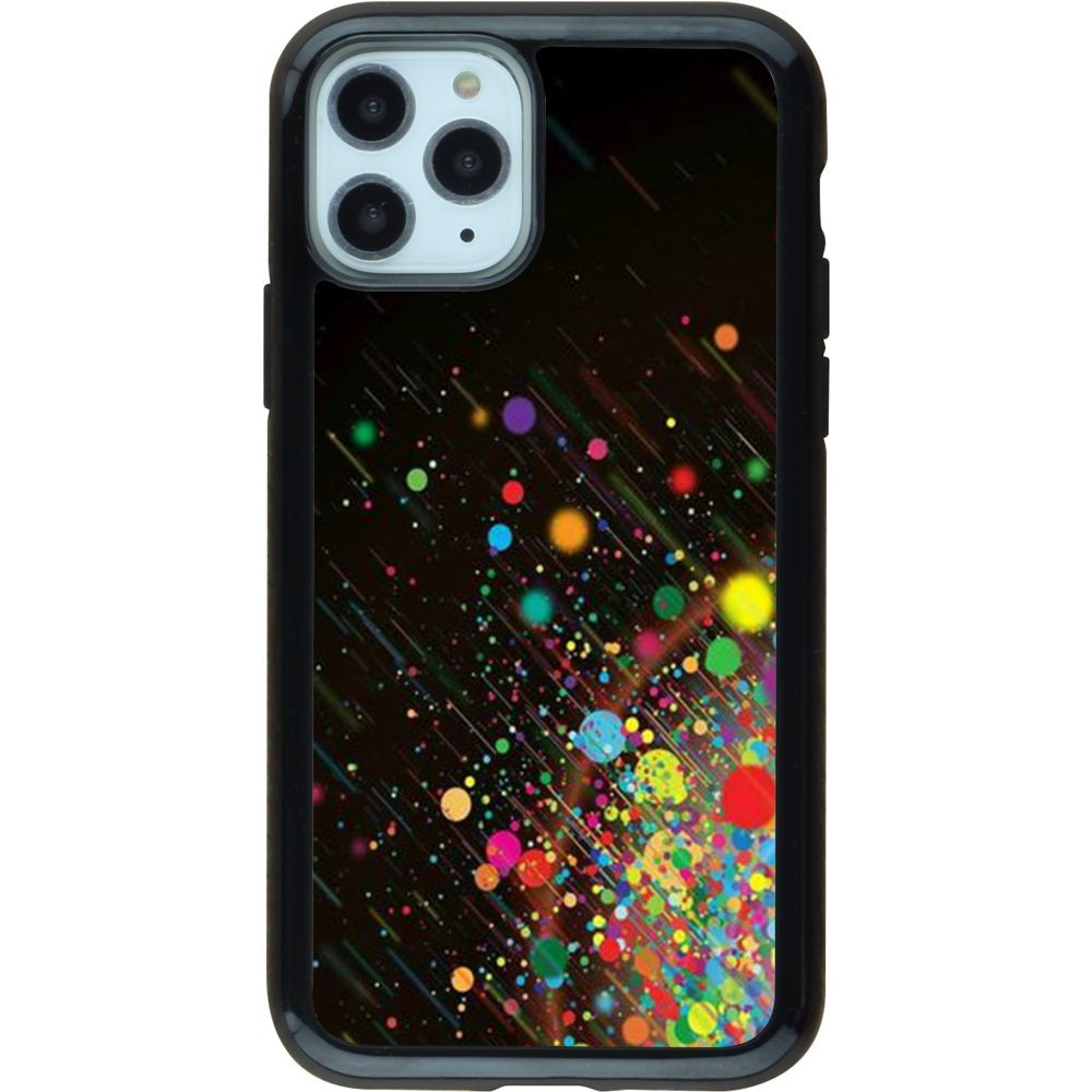 Coque iPhone 11 Pro - Hybrid Armor noir Abstract bubule lines
