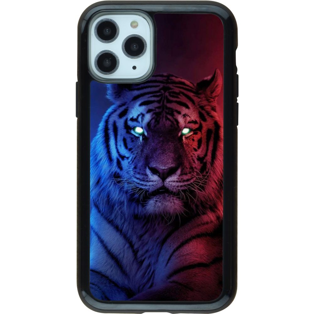 Hülle iPhone 11 Pro - Hybrid Armor schwarz Tiger Blue Red
