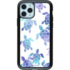 Hülle iPhone 11 Pro - Hybrid Armor schwarz Turtles pattern watercolor