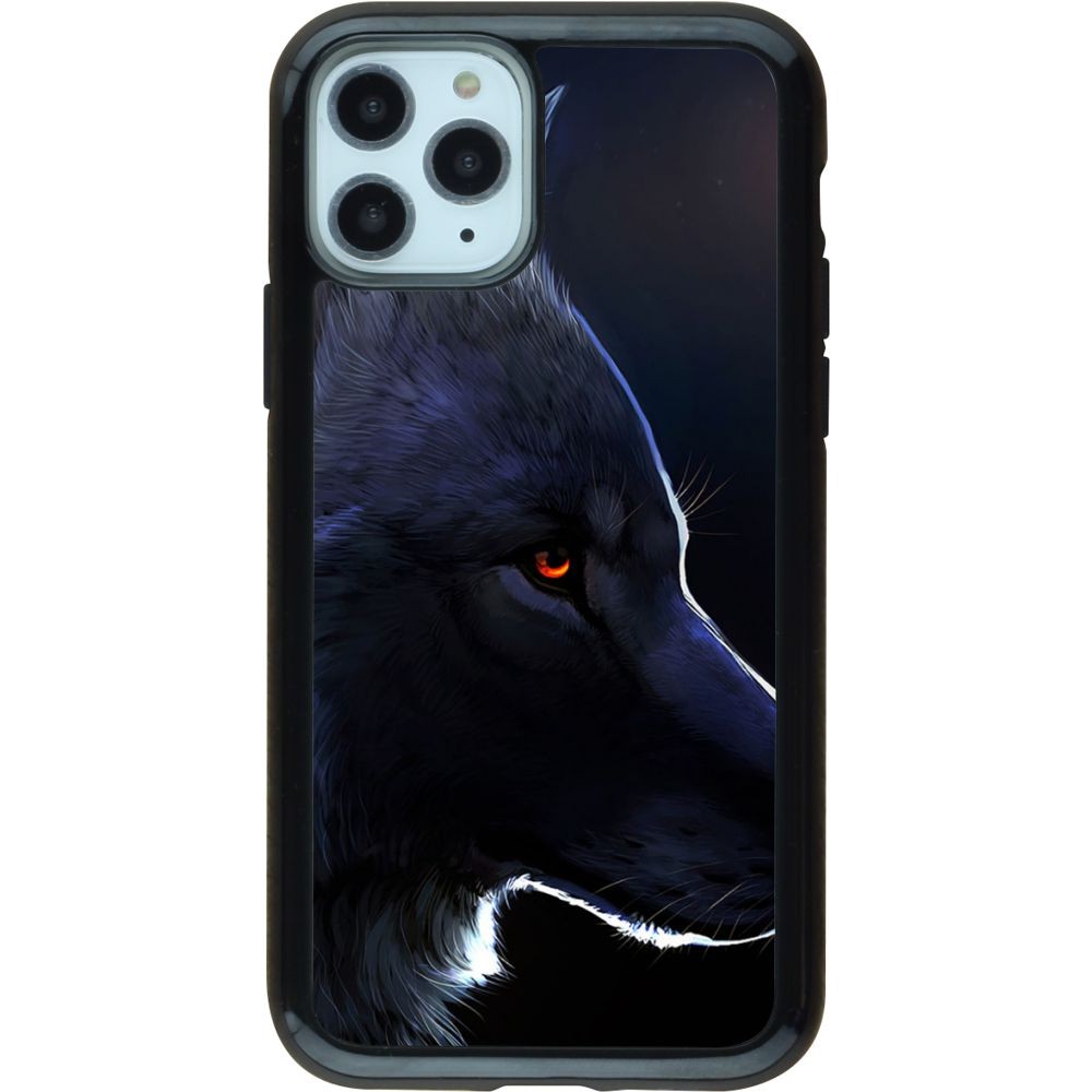 Coque iPhone 11 Pro - Hybrid Armor noir Wolf Shape