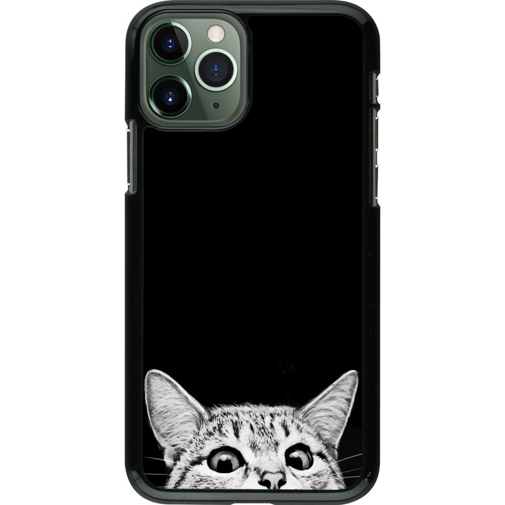 Coque iPhone 11 Pro - Cat Looking Up Black