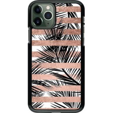 Coque iPhone 11 Pro - Palm trees gold stripes