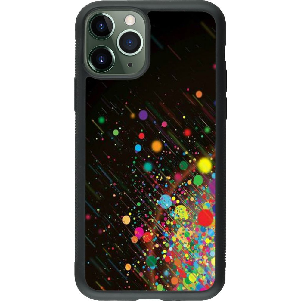 Coque iPhone 11 Pro - Silicone rigide noir Abstract bubule lines