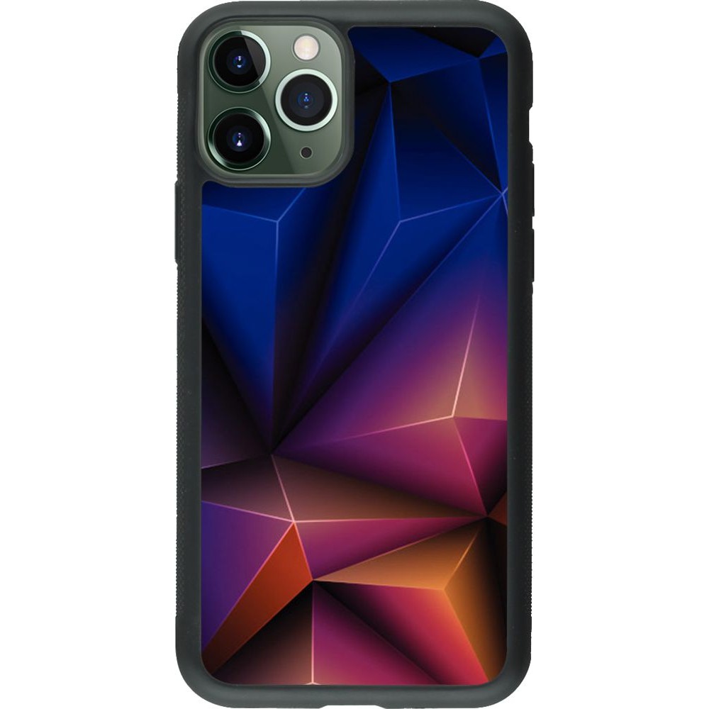 Coque iPhone 11 Pro - Silicone rigide noir Abstract Triangles 